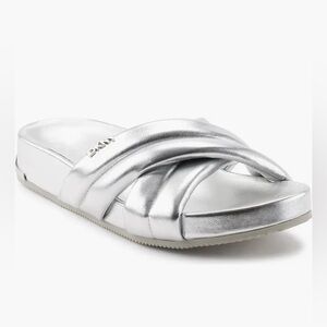 New without the tags DKNY  Crisscross Strap Slide Sandal silver size 6.5